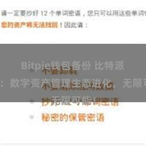 Bitpie钱包备份 比特派钱包：数字资产管理生态进化，无限可能！