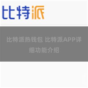 比特派热钱包 比特派APP详细功能介绍